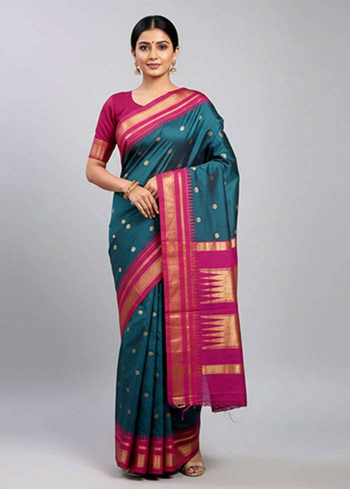 Green Kanjivaram Silk Saree With Blouse Piece