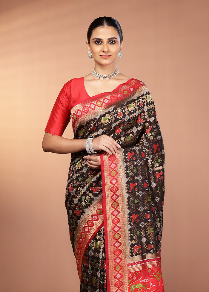 Black Dupion Silk Saree With Blouse Piece