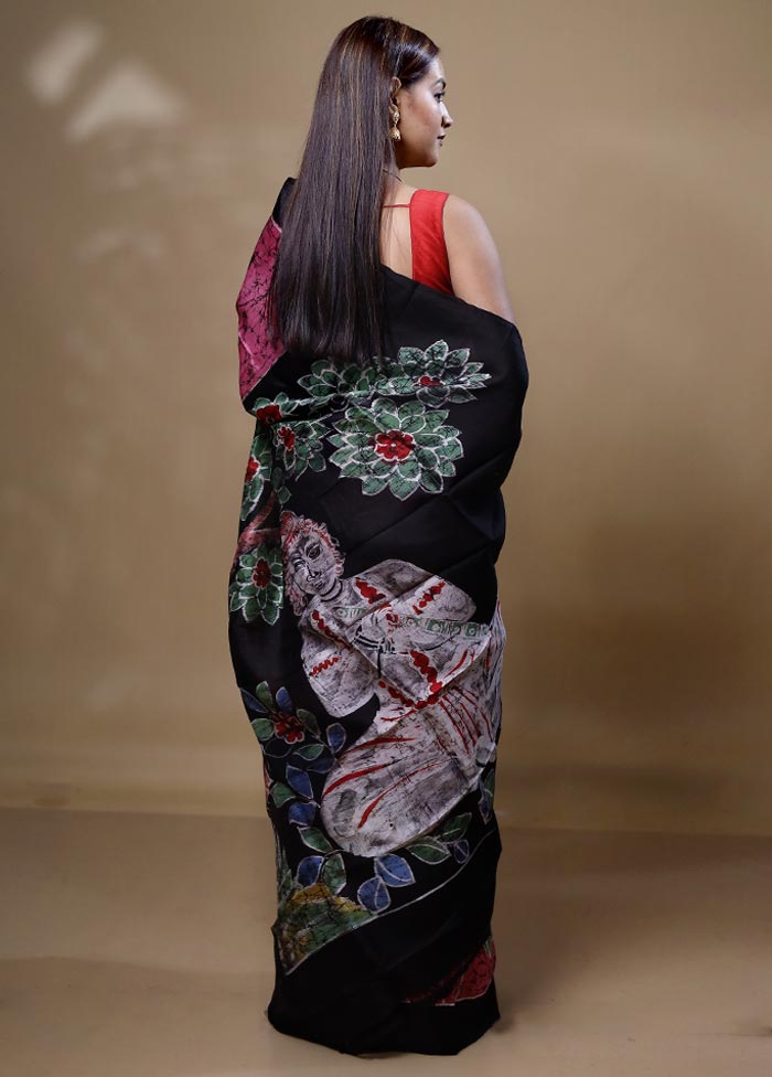 Pink Printed Silk Saree Without Blouse Piece