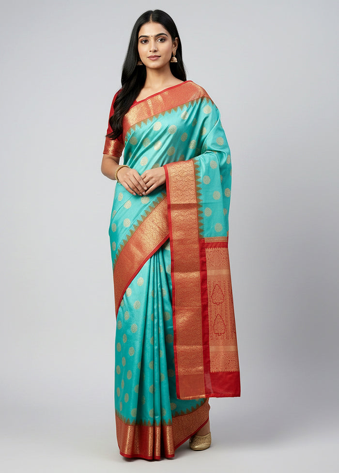 Green Handloom Kanchipuram Pure Silk Saree With Blouse Piece