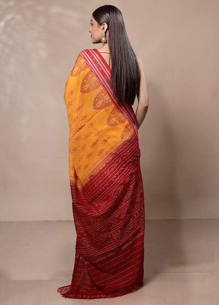 Yellow Cotton Saree Without Blouse Piece