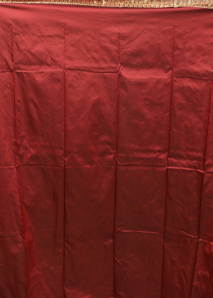 Maroon Kanjivaram Silk Saree With Blouse Piece