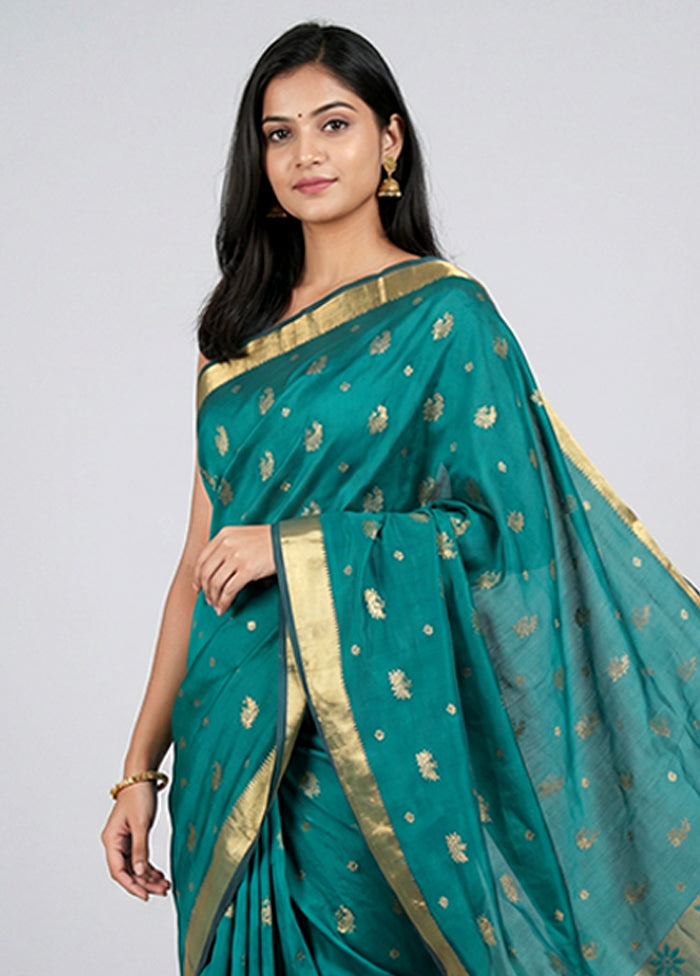 Green Kanjivaram Silk Saree With Blouse Piece