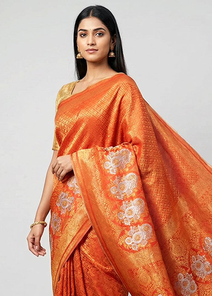 Pink Dupion Silk Saree With Blouse Piece