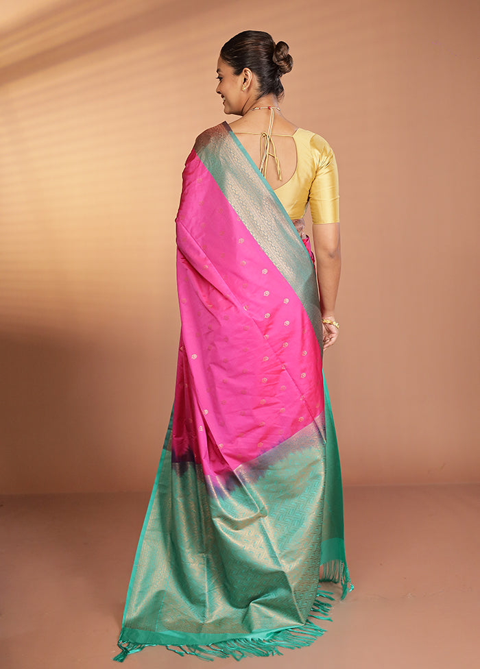 Pink Dupion Silk Saree With Blouse Piece