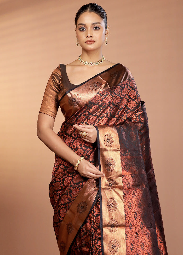 Black Kanjivaram Silk Saree With Blouse Piece