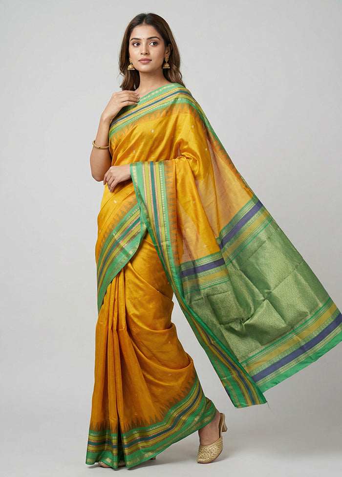 Orange Kanjivaram Silk Saree With Blouse Piece
