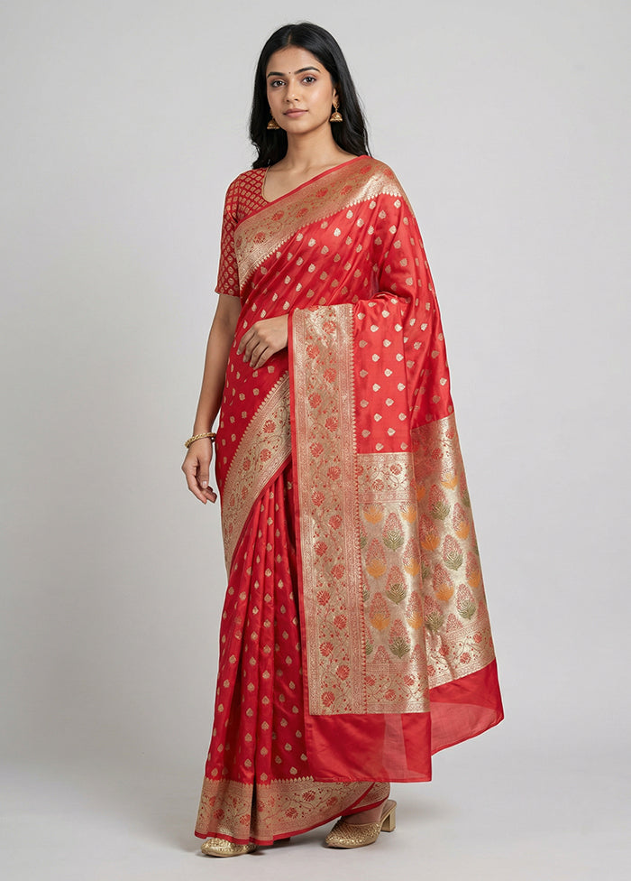 Pink Banarasi Silk Saree With Blouse Piece