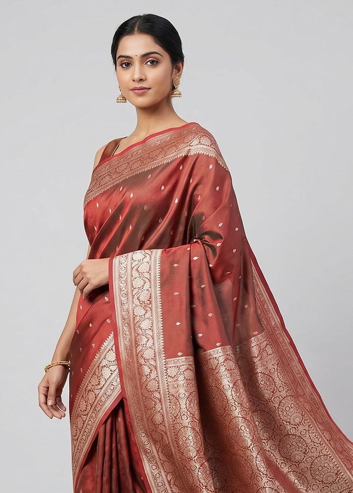 Maroon Katan Silk Saree With Blouse Piece