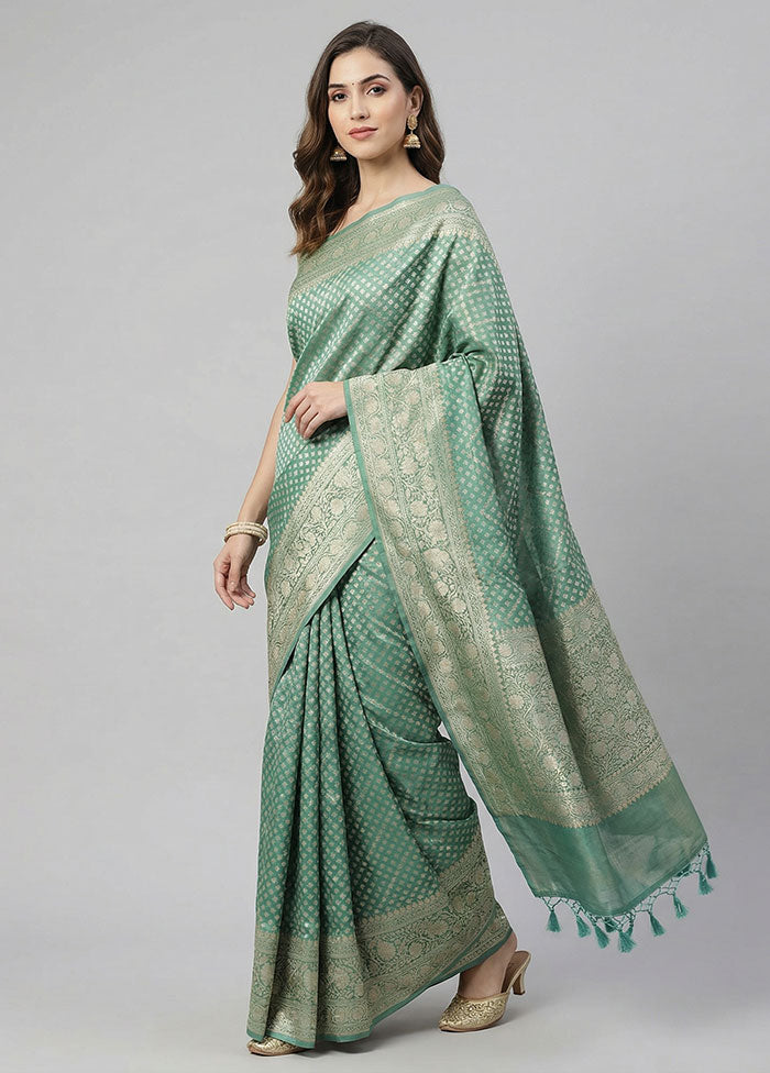 Green Tissue Silk Saree With Blouse Piece