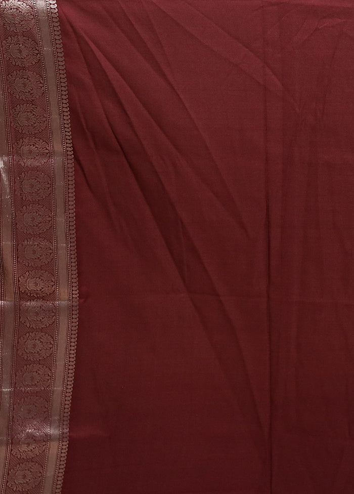 Maroon Uppada Silk Saree With Blouse Piece