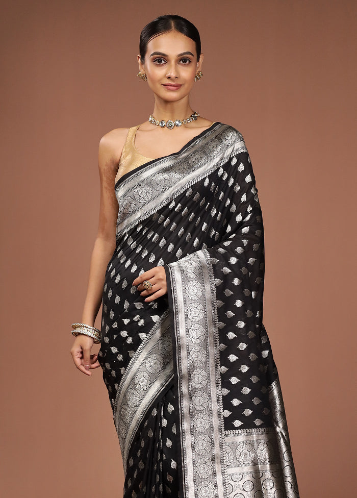 Black Uppada Silk Saree With Blouse Piece