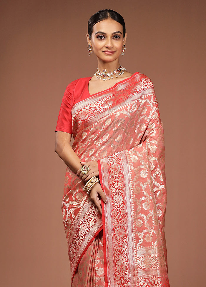 Red Uppada Silk Saree With Blouse Piece