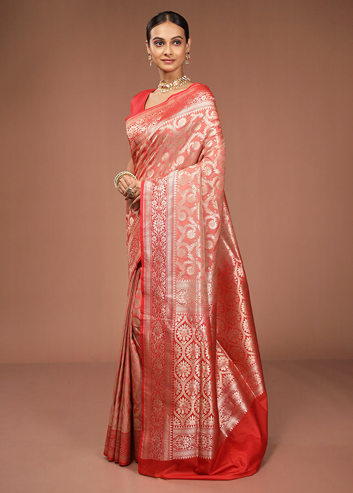 Red Uppada Silk Saree With Blouse Piece