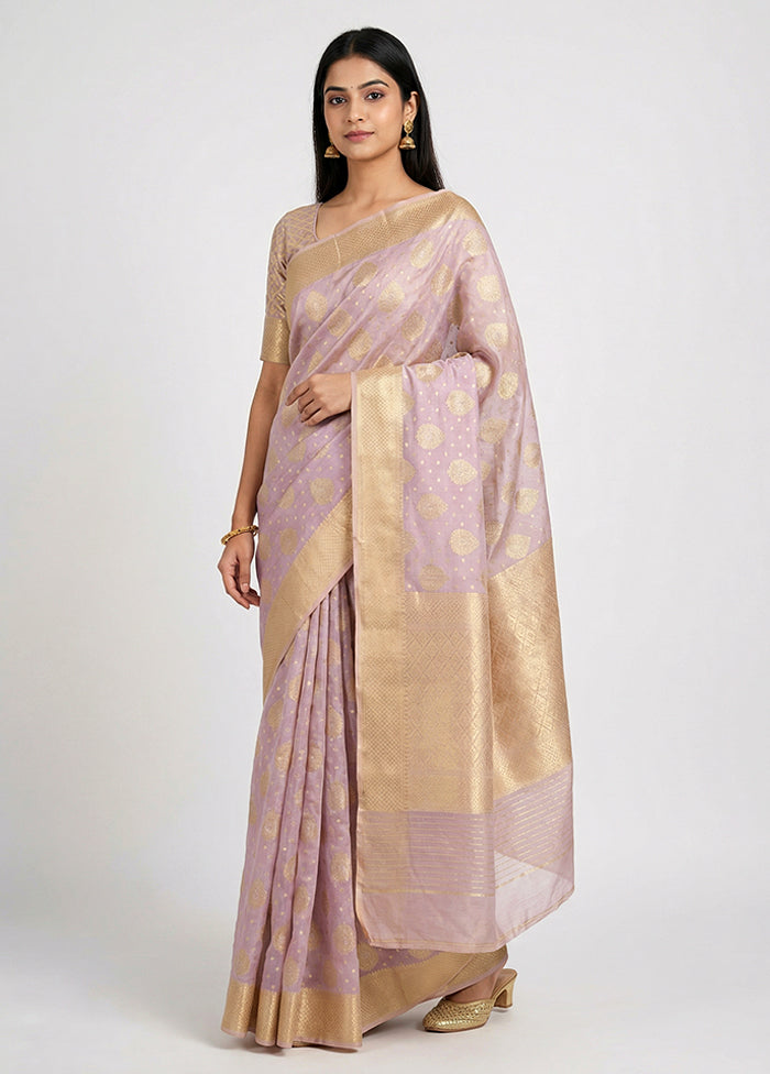 Purple Kora Silk Saree With Blouse Piece
