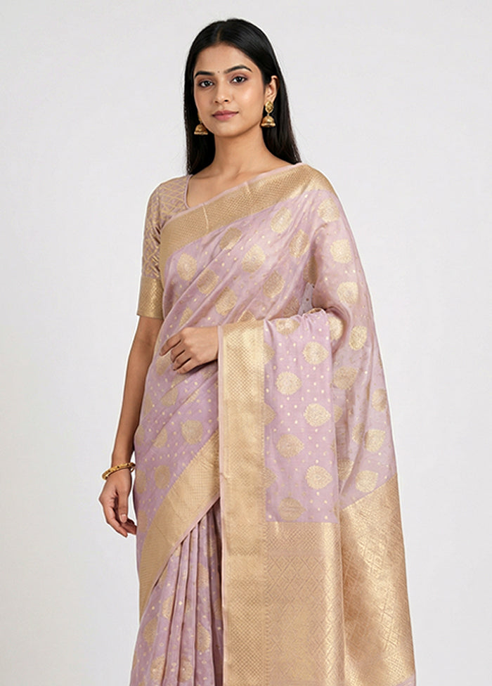 Purple Kora Silk Saree With Blouse Piece