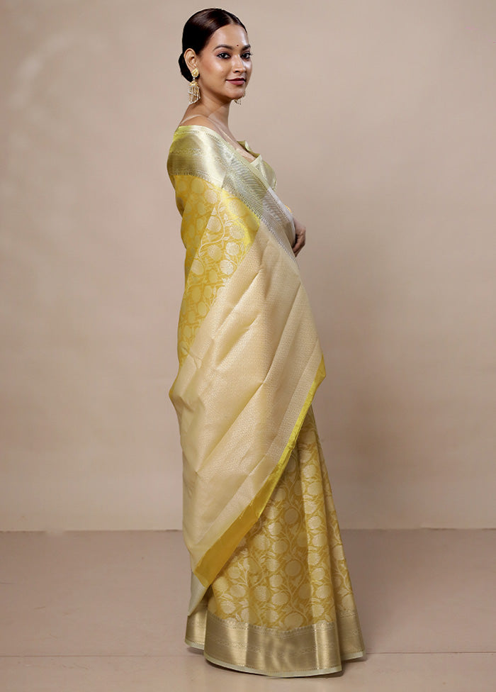 Yellow Tissue Silk Saree With Blouse Piece