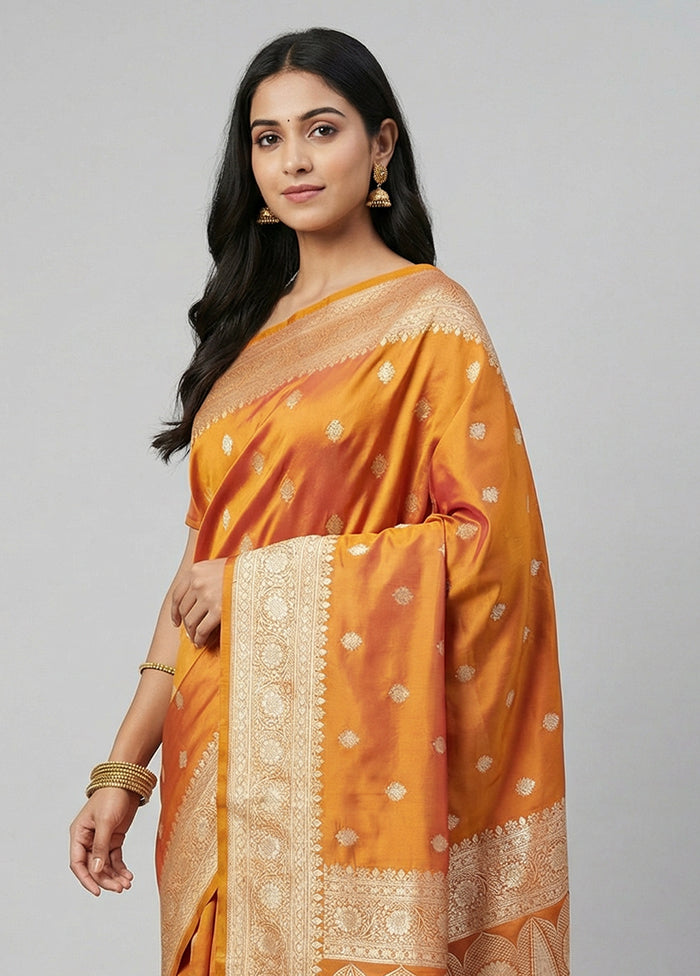 Yellow Katan Silk Saree With Blouse Piece