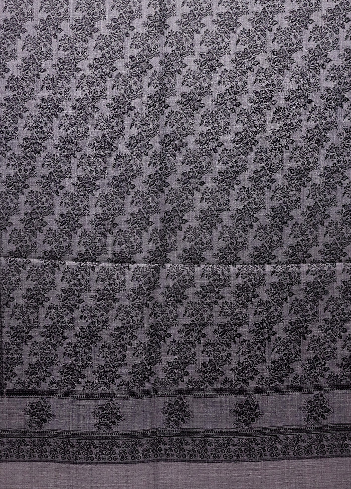 Grey Butta Work With Zari Woven Border Shawl