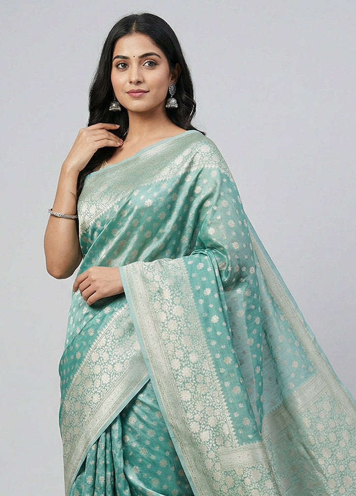 Green Tissue Silk Saree With Blouse Piece
