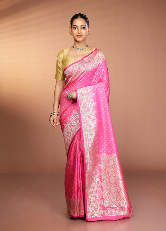 Pink Katan Silk Saree With Blouse Piece