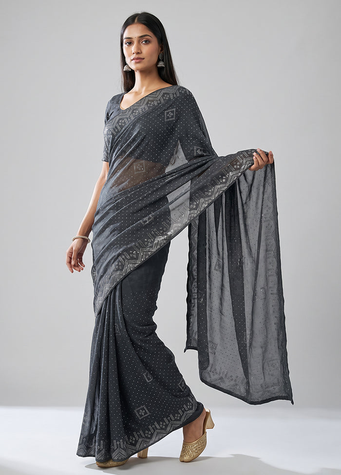 Black Georgette Saree With Blouse Piece