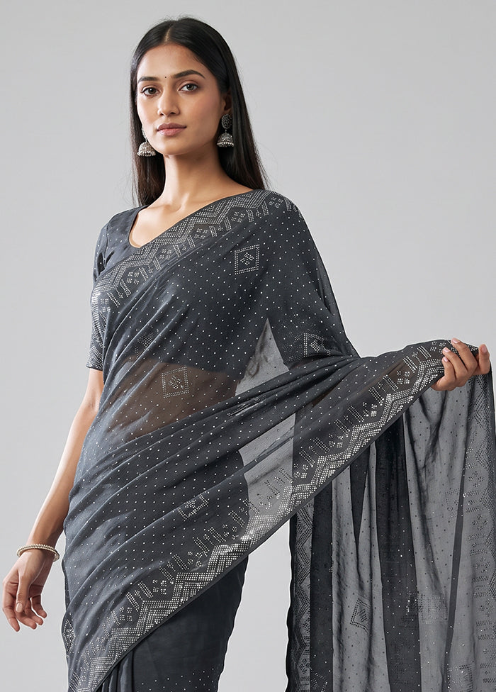 Black Georgette Saree With Blouse Piece