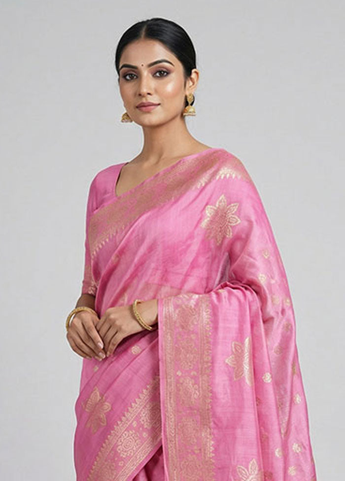 Pink Organza Saree With Blouse Piece