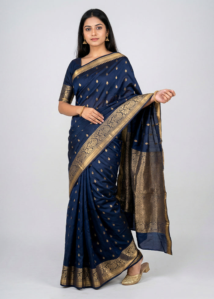 Black Kanjivaram Silk Saree With Blouse Piece