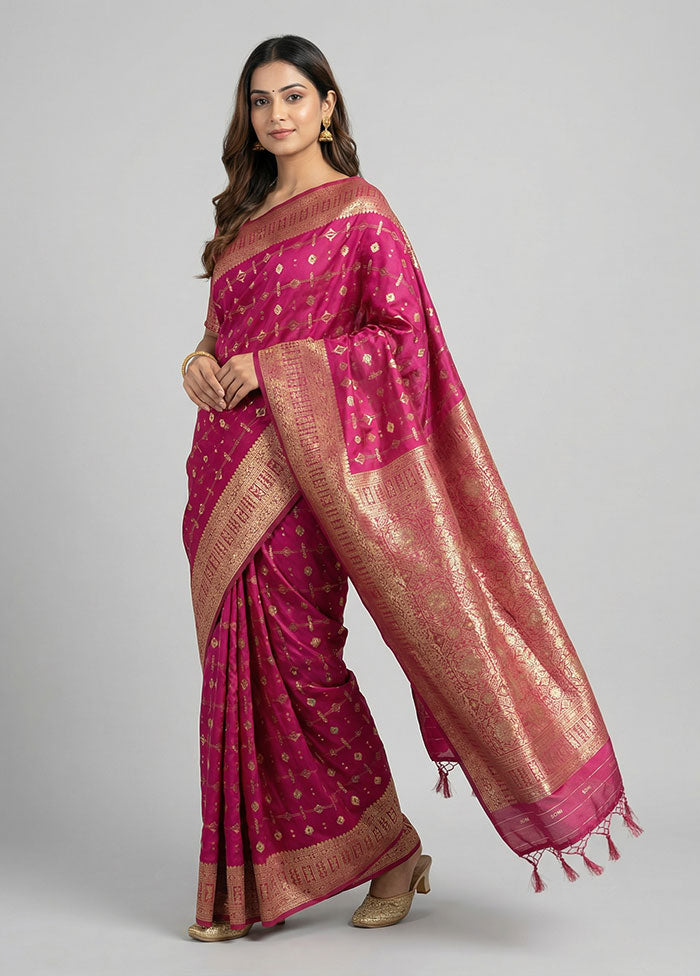 Purple Dupion Silk Saree With Blouse Piece