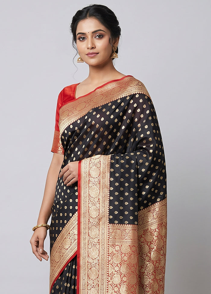 Black Uppada Silk Saree With Blouse Piece