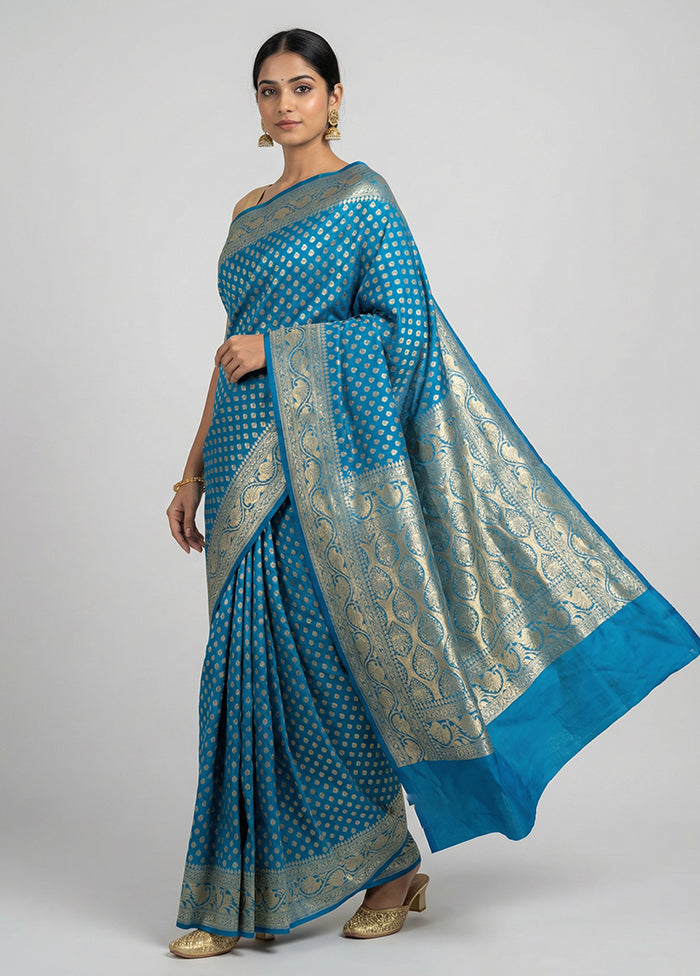 Blue Uppada Silk Saree With Blouse Piece