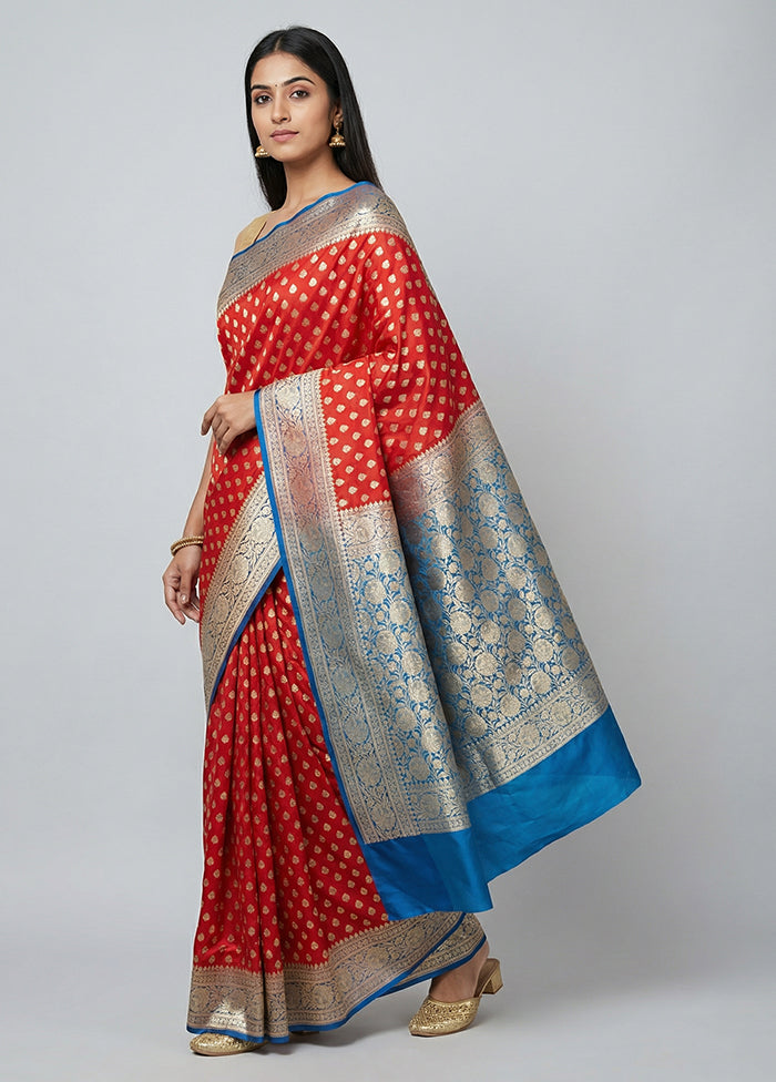 Red Uppada Silk Saree With Blouse Piece