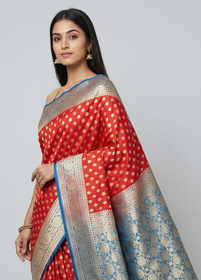 Red Uppada Silk Saree With Blouse Piece