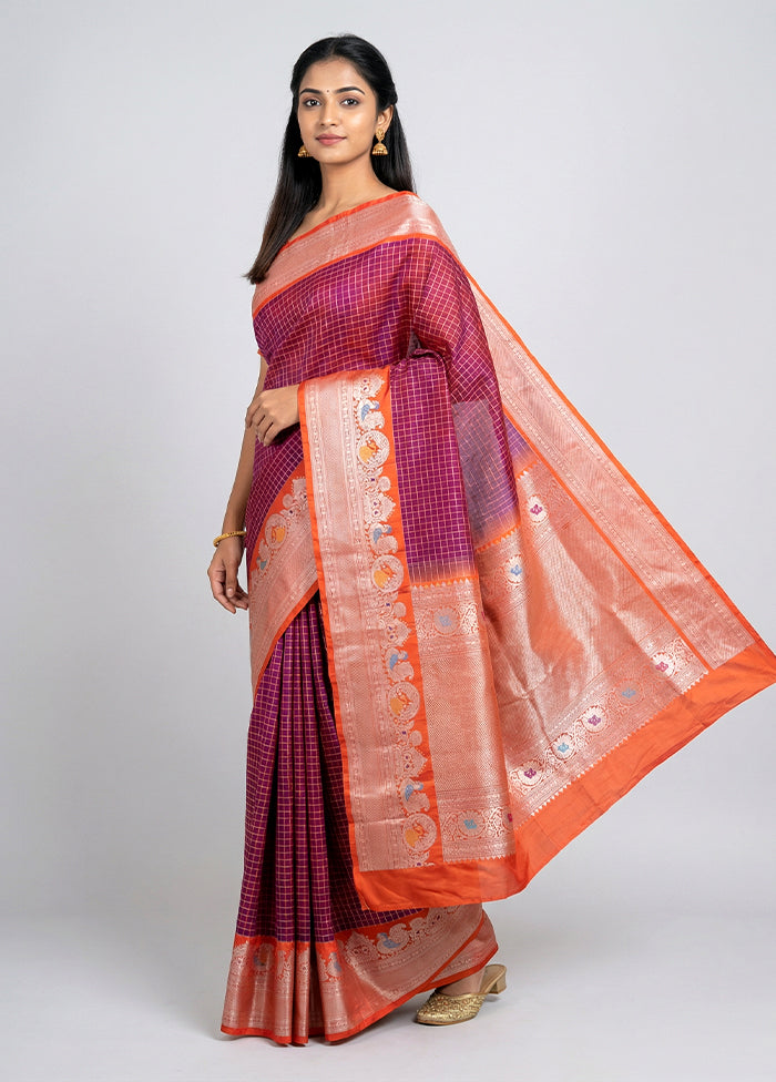 Brown Gadwal Pure Silk Saree Without Blouse Piece