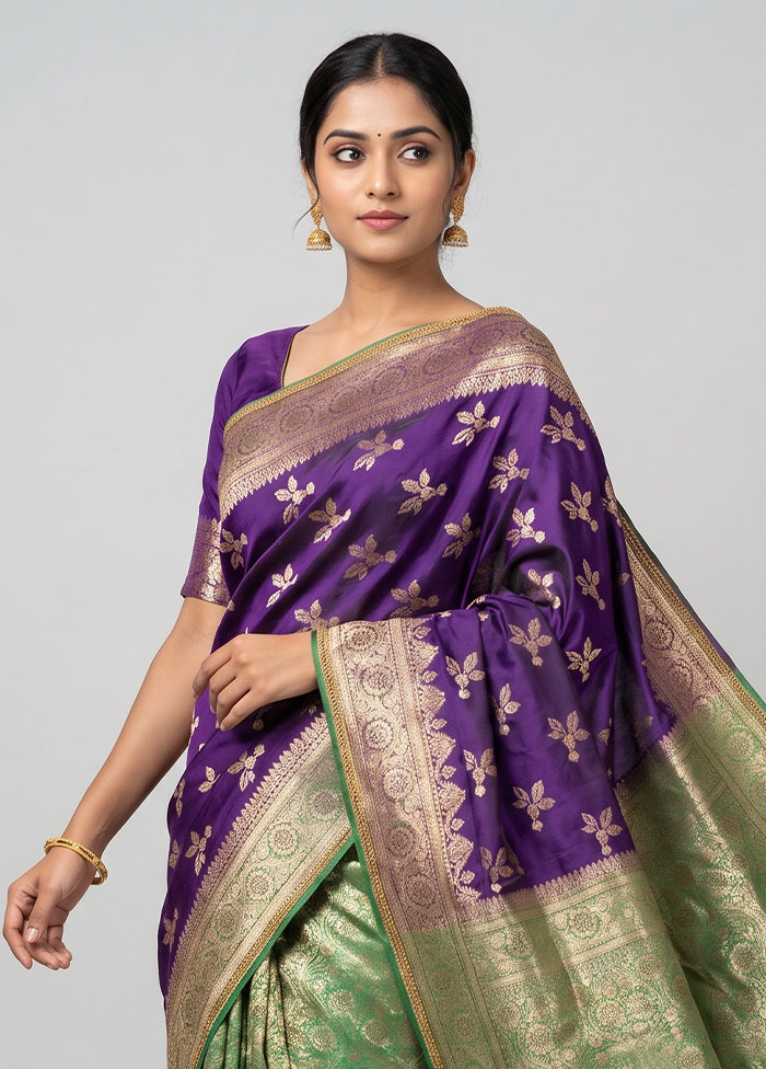 Blue Banarasi Silk Saree With Blouse Piece