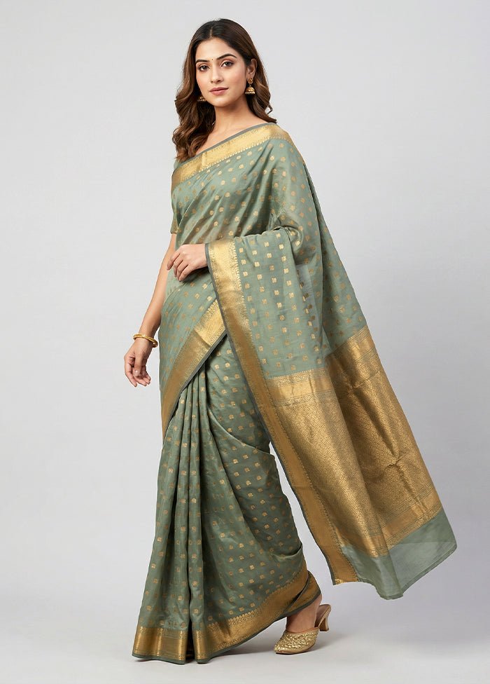 Green Kanjivaram Silk Saree With Blouse Piece
