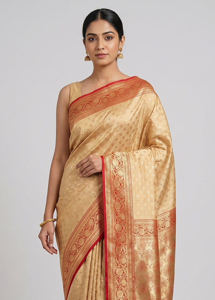 Cream Uppada Silk Saree With Blouse Piece