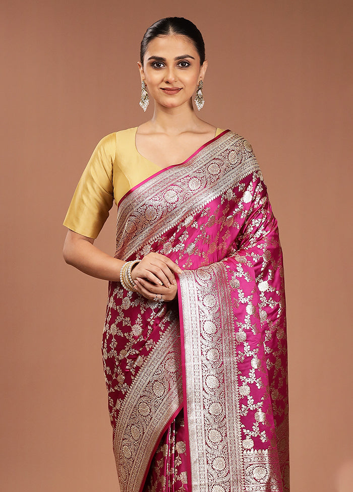 Purple Banarasi Silk Saree With Blouse Piece