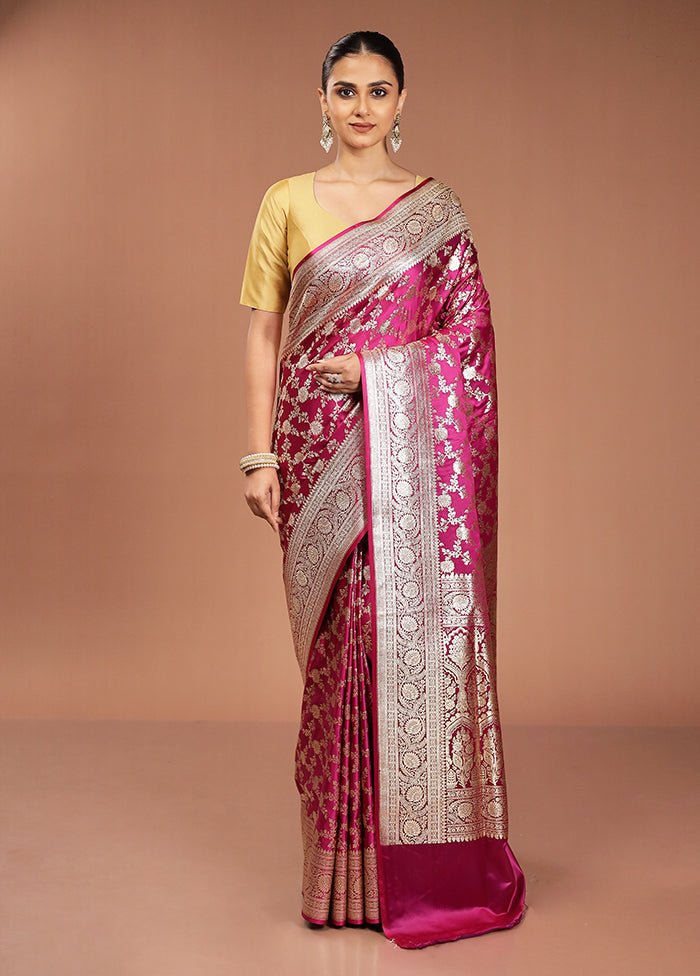Purple Banarasi Silk Saree With Blouse Piece