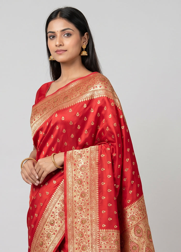 Pink Handloom Banarasi Pure Silk Saree With Blouse Piece