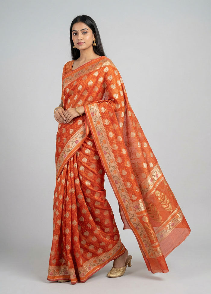 Red Kora Silk Saree With Blouse Piece