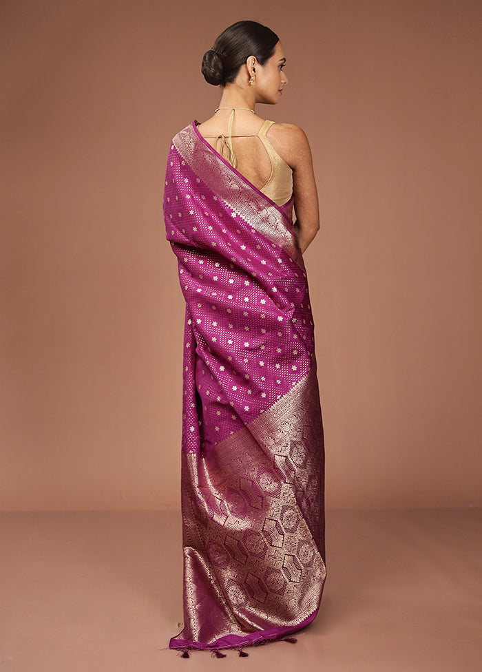 Purple Dupion Silk Saree With Blouse Piece