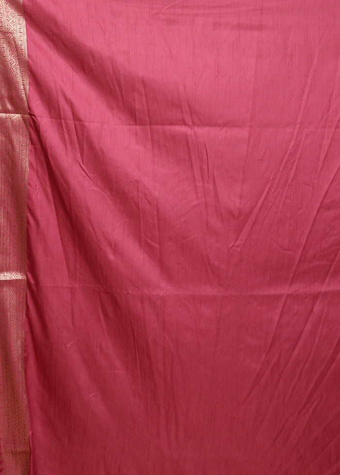Pink Dupion Silk Saree With Blouse Piece