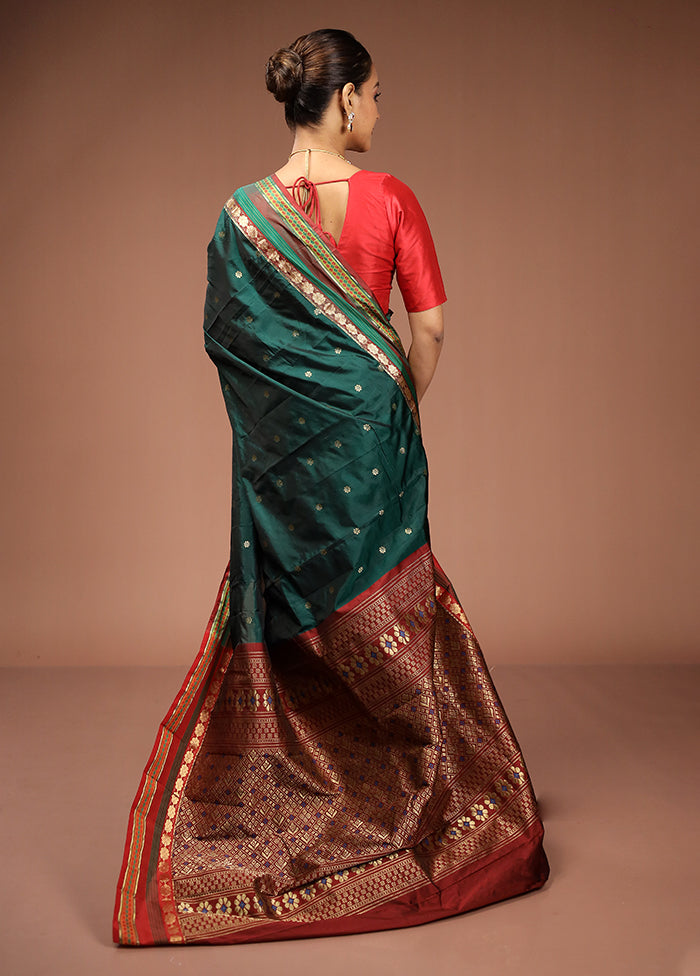 Green Kanjivaram Silk Saree With Blouse Piece