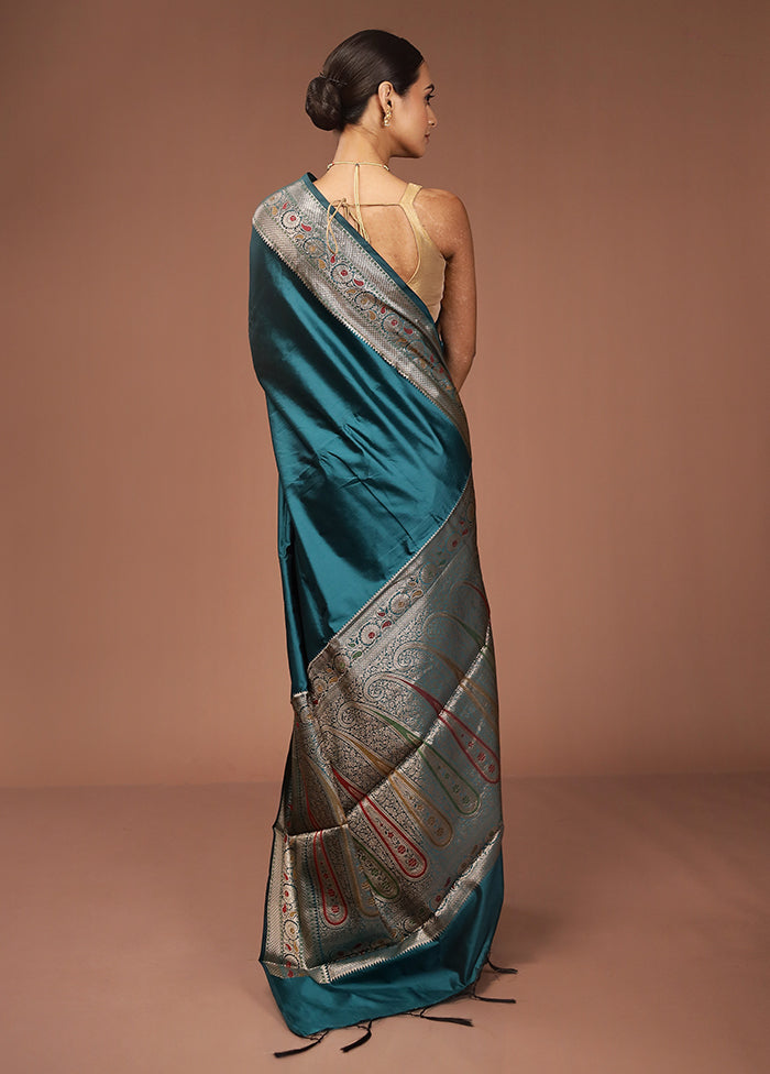 Green Dupion Silk Saree With Blouse Piece