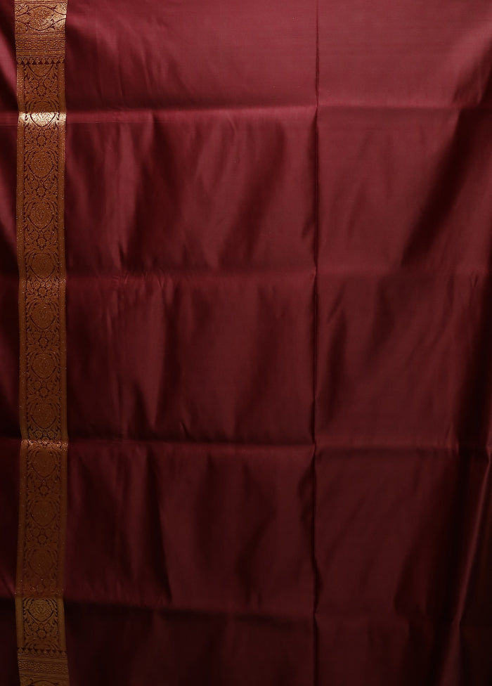 Maroon Banarasi Silk Saree With Blouse Piece