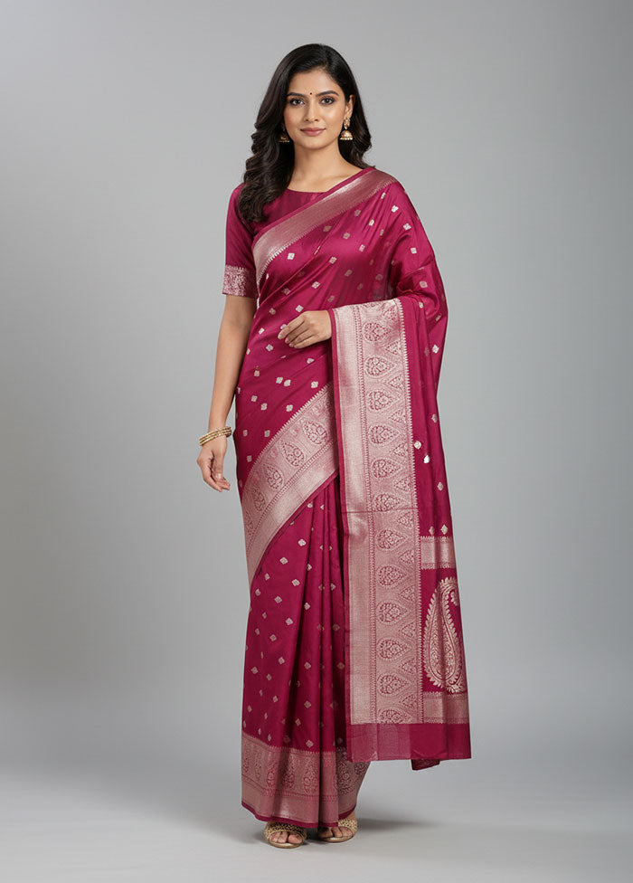 Maroon Dupion Silk Saree With Blouse Piece