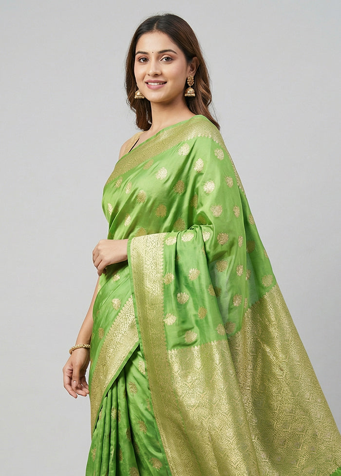 Green Dupion Silk Saree With Blouse Piece