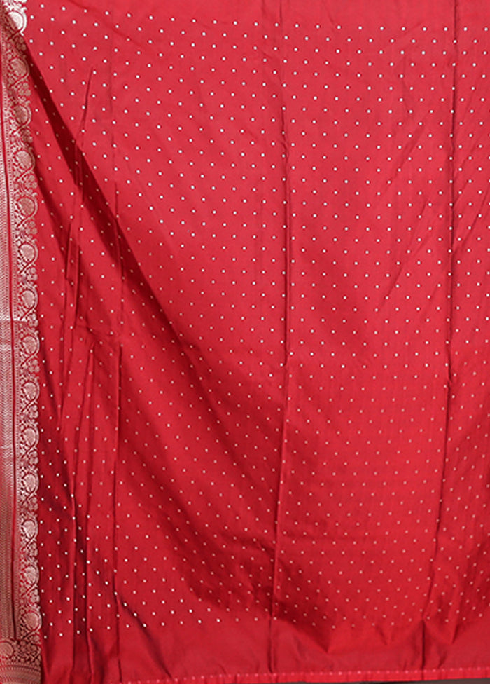Red Katan Silk Saree With Blouse Piece